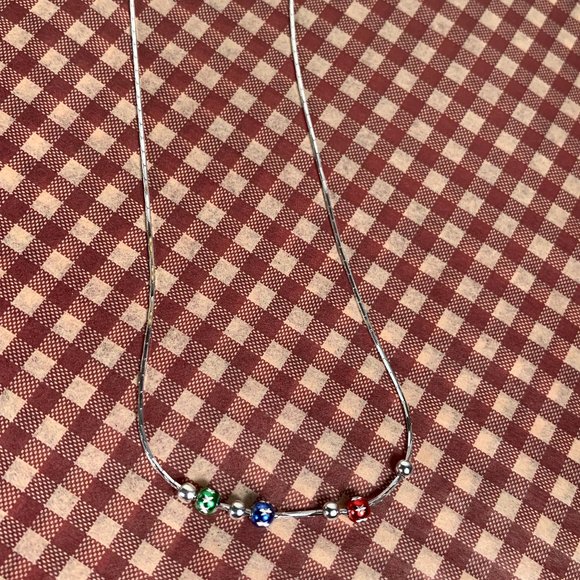 NWOT 16" Italian 3 Ball Real Silver (not plated) Necklace - Picture 4 of 5